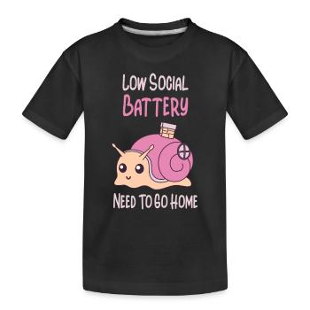 Sozialer Akku Zu Hause Aufladen Introvertiert - Kinder Premium Bio T-Shirt - Schwarz - Vorne