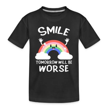Souriez, demain sera mauvais humour noir - T-shirt bio Premium Enfant - noir - Devant