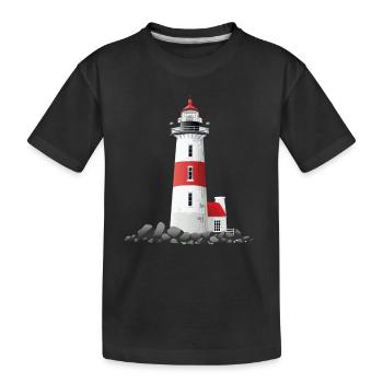 Leuchtturm An Der Felsigen Küste - Kinder Premium Bio T-Shirt - Schwarz - Vorne