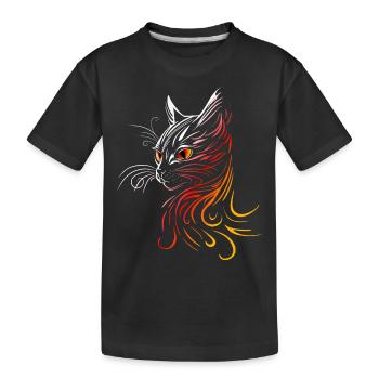 Katzenkopf Katze - Kinder Premium Bio T-Shirt - Schwarz - Vorne