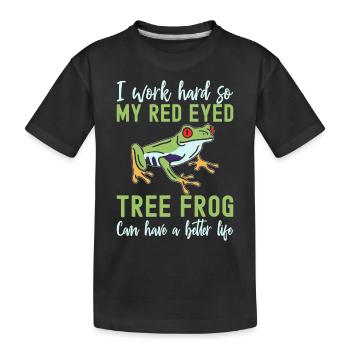 Rainette aux yeux rouges, amphibien de la forêt tropicale - T-shirt bio Premium Enfant - noir - Devant