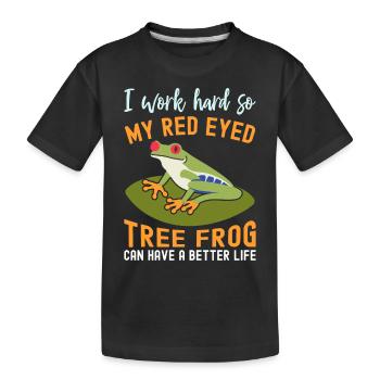 Rainette aux yeux rouges, amphibien de la forêt tropicale - T-shirt bio Premium Enfant - noir - Devant