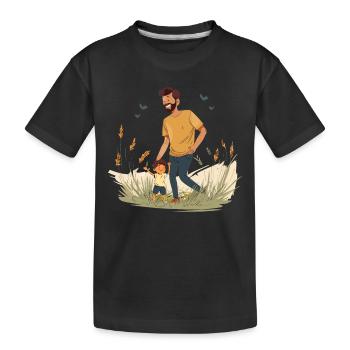 Father and son - Kids' Premium Organic T-Shirt - black - Front