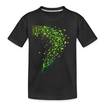 Tourbillon de feuilles vertes et motif à la main - T-shirt bio Premium Enfant - noir - Devant