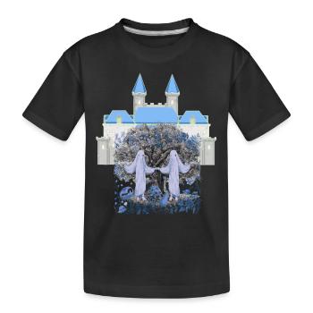 Castle, Castle, Ghosts, Ghosts, Halloween, Nature - Kids' Premium Organic T-Shirt - black - Front