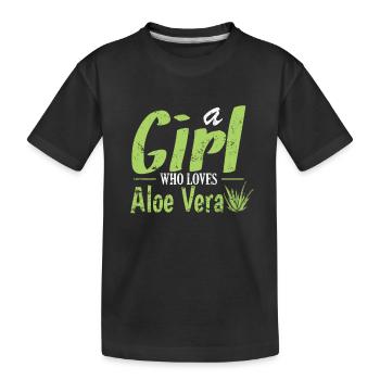 a Girl Who Loves Aloe Vera Medicinal Plant - Kids' Premium Organic T-Shirt - black - Front