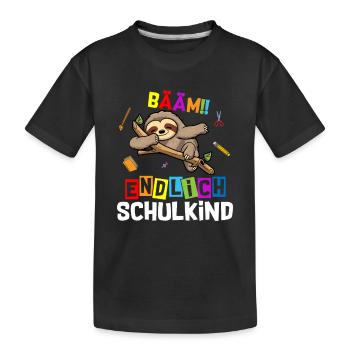 Bääm enfin l’inscription à l’école de paresseux - T-shirt bio Premium Enfant - noir - Devant