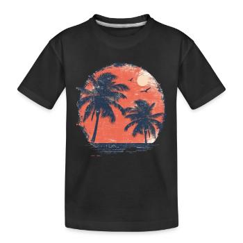 Coucher de soleil tropical avec des palmiers - T-shirt bio Premium Enfant - noir - Devant