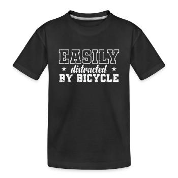 Easily distracted by Bicycle - Kids' Premium Organic T-Shirt - black - Front