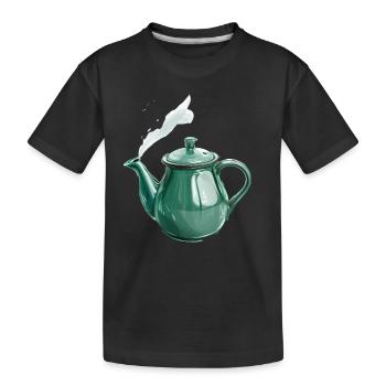 Grüne Teekanne Mit Magischem Dampf - Kinder Premium Bio T-Shirt - Schwarz - Vorne