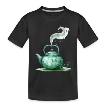 Grüne Teekanne Mit Magischem Dampf - Kinder Premium Bio T-Shirt - Schwarz - Vorne