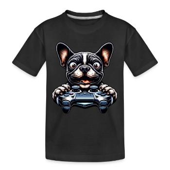 Bouledogue français et passionnés de jeux vidéo - T-shirt bio Premium Enfant - noir - Devant