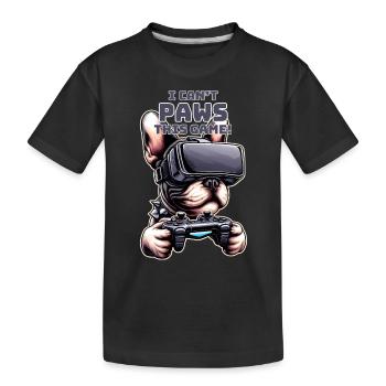Hunde, Französische Bulldogge Videospiel VR-Brille - Kinder Premium Bio T-Shirt - Schwarz - Vorne