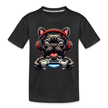 Design de maillots gamers, French Bulldog gamer - T-shirt bio Premium Enfant - noir - Devant
