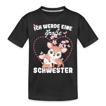 Je vais être une grande sœur en 2025 - T-shirt bio Premium Enfant - noir - Devant