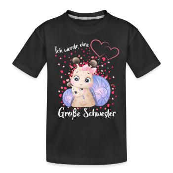 Je vais être une grande sœur en 2025 - T-shirt bio Premium Enfant - noir - Devant