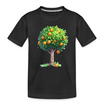 Saftiger Orangenbaum In Vollblüte - Kinder Premium Bio T-Shirt - Schwarz - Vorne
