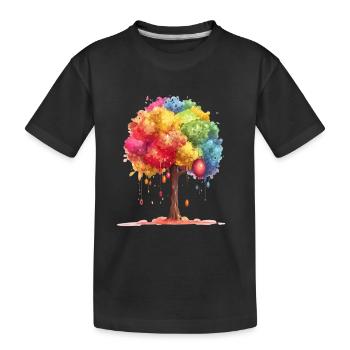 Arbre coloré avec des gouttes colorées - T-shirt bio Premium Enfant - noir - Devant