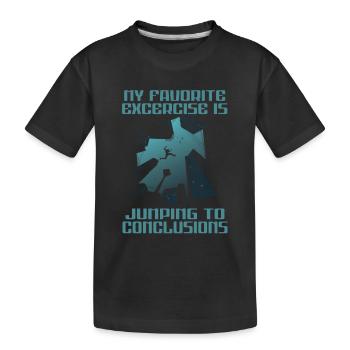 Lieblingsübung Voreilige Schlüsse Kuh-Motiv - Kinder Premium Bio T-Shirt - Schwarz - Vorne