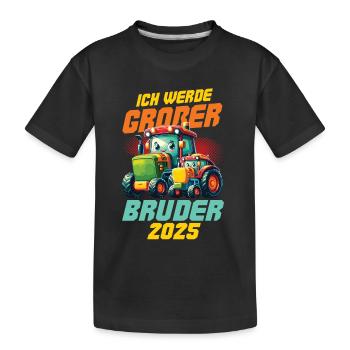 Annoncer la progéniture | Je serai un grand frère en 2025 - T-shirt bio Premium Enfant - noir - Devant