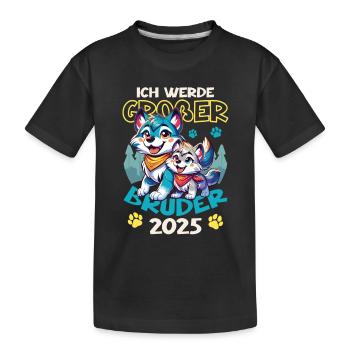 Annoncer la progéniture | Je serai un grand frère en 2025 - T-shirt bio Premium Enfant - noir - Devant