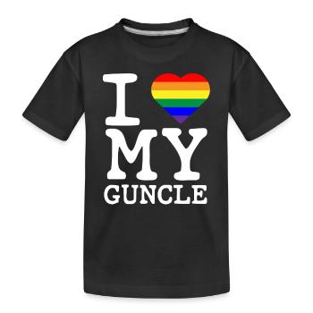 I Love My Guncle Gay Homosexual Rainbow Heart - Kids' Premium Organic T-Shirt - black - Front