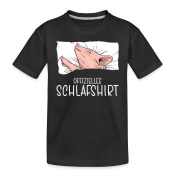 Offizielles Schlafshirt Schwein Schlafanzug - Kinder Premium Bio T-Shirt - Schwarz - Vorne
