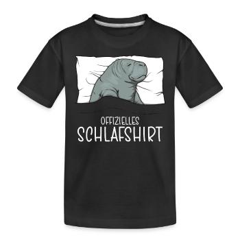 Offizielles Schlafshirt Seekuh Schlafanzug - Kinder Premium Bio T-Shirt - Schwarz - Vorne