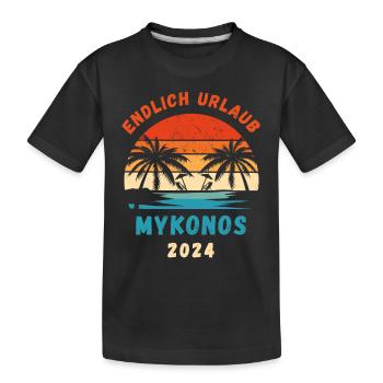 Mykonos Urlaub 2024 Griechenland Insel Idee - Kinder Premium Bio T-Shirt - Schwarz - Vorne