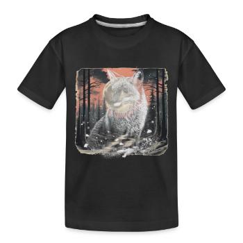 Forêt, Renard, Animaux De La Forêt, Faune, Renards, Nature, Rétro - T-shirt bio Premium Enfant - noir - Devant