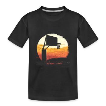 Sonnenaufgang Korbwurf Basketball Szene - Kinder Premium Bio T-Shirt - Schwarz - Vorne