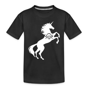 Einhorn Pirat Symbol T-Shirt Totenkopf gekreuzte Knochen - Kinder Premium Bio T-Shirt - Schwarz - Vorne