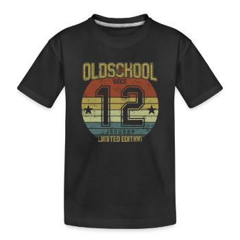 January 2012 - Birthday in January Oldschool - Kids' Premium Organic T-Shirt - black - Front