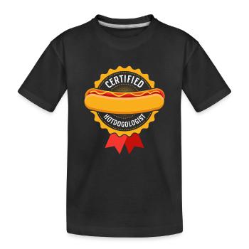 Hotdogologiste certifié Hot Dogs Foodie Viennois - T-shirt bio Premium Enfant - noir - Devant