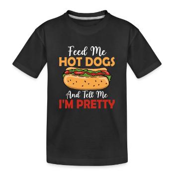 Nourrissez-moi les hot-dogs Foodie Hot-dogs viennois - T-shirt bio Premium Enfant - noir - Devant