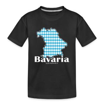 Bavaria Germany Contour Flag - Kids' Premium Organic T-Shirt - black - Front