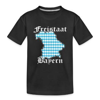 Freistaat Bayern Kontur Flagge 2 - Kinder Premium Bio T-Shirt - Schwarz - Vorne