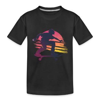 Skateboard Sonnenuntergang Silhouette - Kinder Premium Bio T-Shirt - Schwarz - Vorne
