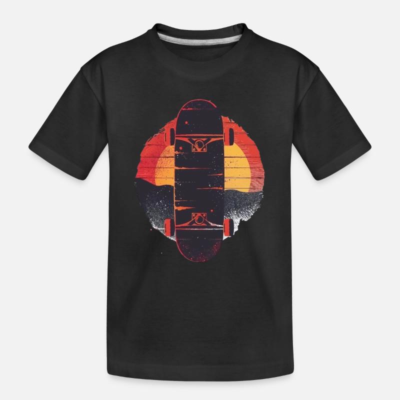 Planche à roulettes Sunset Style Rétro - T-shirt bio Premium Enfant - noir