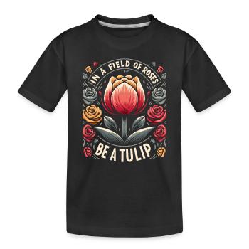 Tulipes Tulipe Blossom Oui, je parle de tulipes - T-shirt bio Premium Enfant - noir - Devant