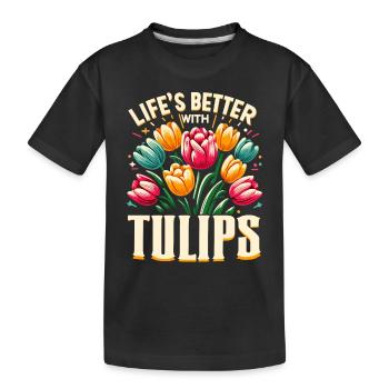 Tulipes Tulipe Blossom Oui, je parle de tulipes - T-shirt bio Premium Enfant - noir - Devant