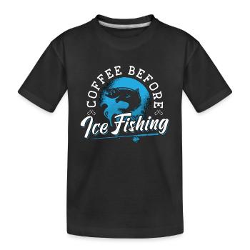 Le café du pêcheur sur glace aime la pêche amateur de café - T-shirt bio Premium Enfant - noir - Devant