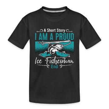 Pêcheur sur glace Une histoire courte Je suis un amateur de pêche - T-shirt bio Premium Enfant - noir - Devant