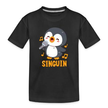 Singender Pinguin: Singuin - Kinder Premium Bio T-Shirt - Schwarz - Vorne
