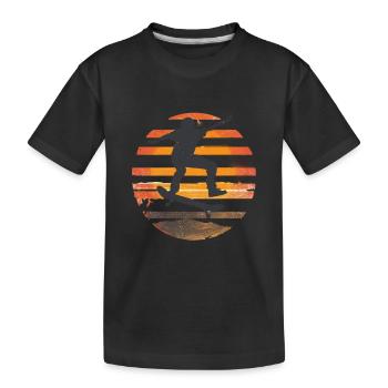 Sonnenuntergang Skateboard Silhouette - Kinder Premium Bio T-Shirt - Schwarz - Vorne