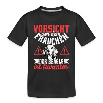 Beware of the owner of the Beagle is harmless - Kids' Premium Organic T-Shirt - black - Front