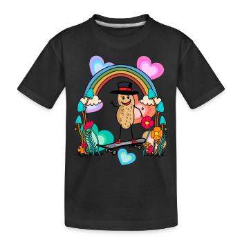 Peanut Peanuts Rainbow Hearts Birthday - Kids' Premium Organic T-Shirt - black - Front