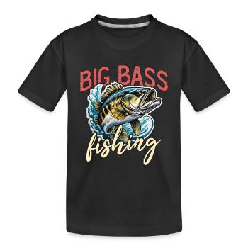 Big Bass Fishing Tournament Lover Bass Fisherman - Kids' Premium Organic T-Shirt - black - Front