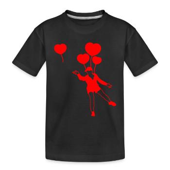 Aufsteigende Herz Luftballons - Kinder Premium Bio T-Shirt - Schwarz - Vorne