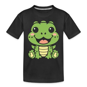 Krokodil - Kinder Premium Bio T-Shirt - Schwarz - Vorne